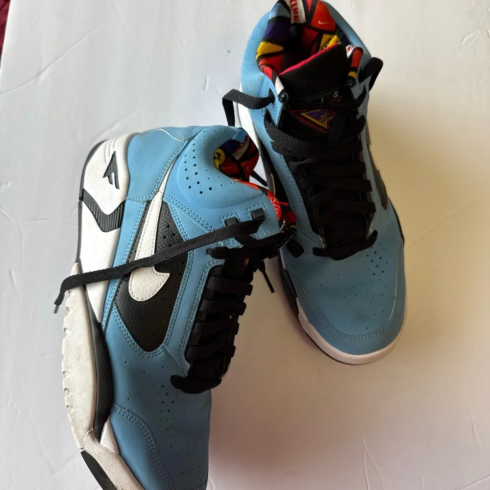 NIKE Air Flight Lite Mid Basketball Shoes University Blue White Black size 8.5 - Picture 2 of 5